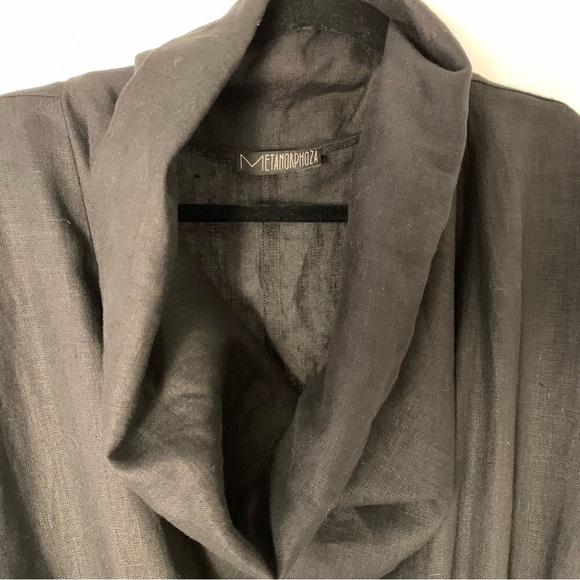 METAMORPHOZA Cowl Neck 100% Linen Asymmetrical Dress - Picture 3 of 10